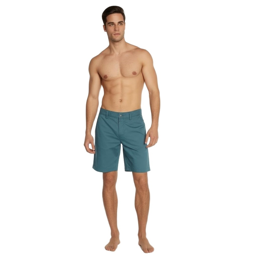 VOLCOM Shorts Mens 28 Teal‎ Flat Front Surf Skate